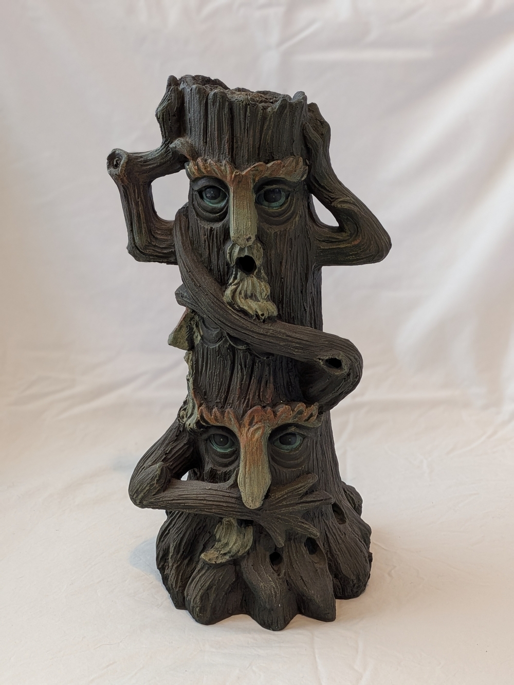 Woodland Tree Face Sculpture - Brown Home Art Decor